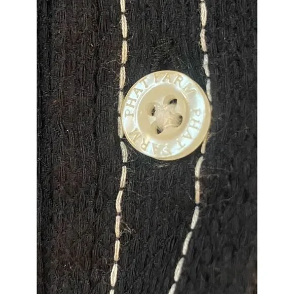 Phat Farm‎ Shirt Men's Large L Black White Pin Striped Button Up Long Sleeve VTG - Picture 7 of 11